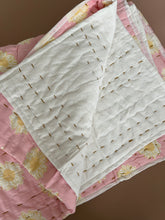 Load image into Gallery viewer, Single Kantha Quilt :  Blush Daisy
