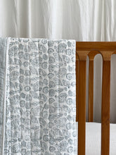 Load image into Gallery viewer, Kantha Cot Quilt ~ Blue Seashells
