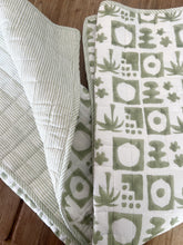 Load image into Gallery viewer, Baby Quilt /Play Mat: Light Kantha Style: Green Zailee
