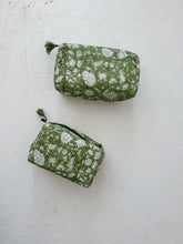 Load image into Gallery viewer, Nappy / Cosmetic Bag Set ~ Green Fleur
