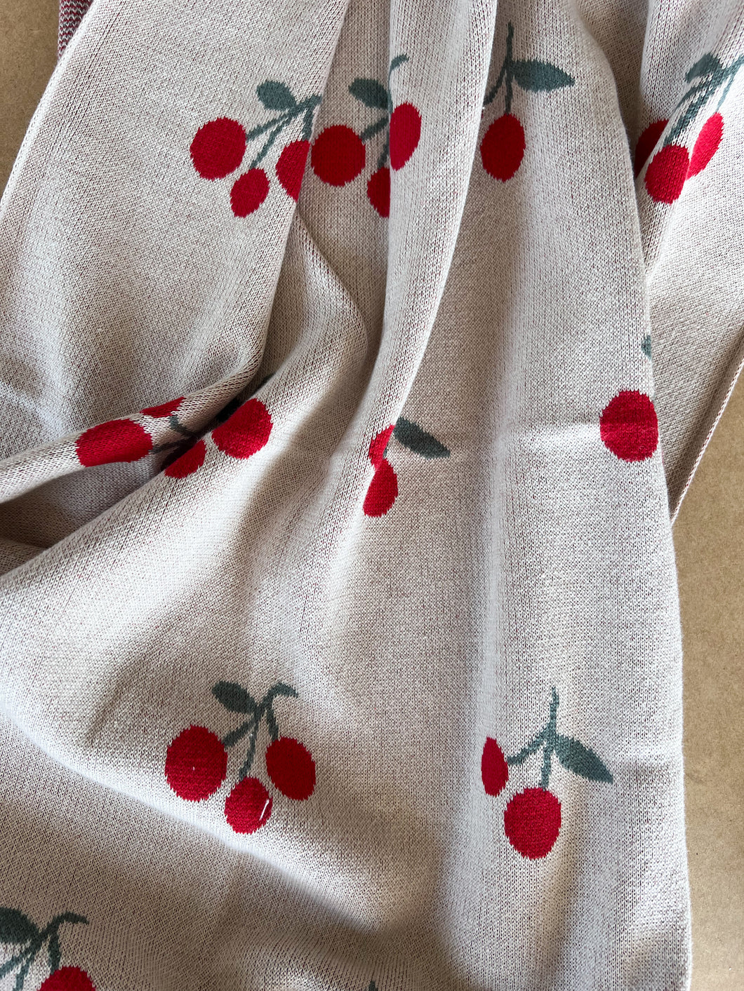 Cotton Baby Blanket:  Red Cherry