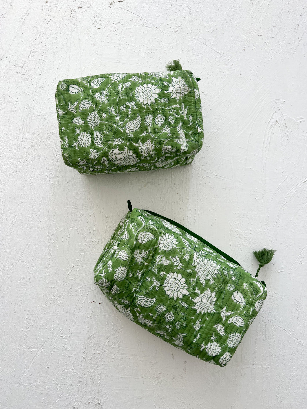 Nappy / Cosmetic Bag Set ~ Green Fleur