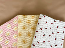 Load image into Gallery viewer, Baby Quilt|Play Mat: Light Kantha Style Blush Daisy
