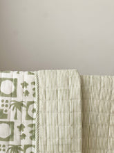 Load image into Gallery viewer, Baby Quilt /Play Mat: Light Kantha Style: Green Zailee
