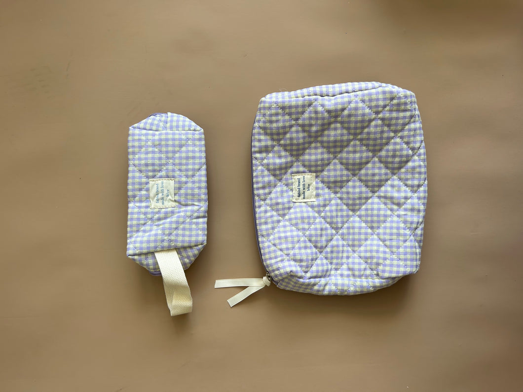 Sample Mauve Check Cosmetic/Nappy  Bag,  Set of 3 (1 only)