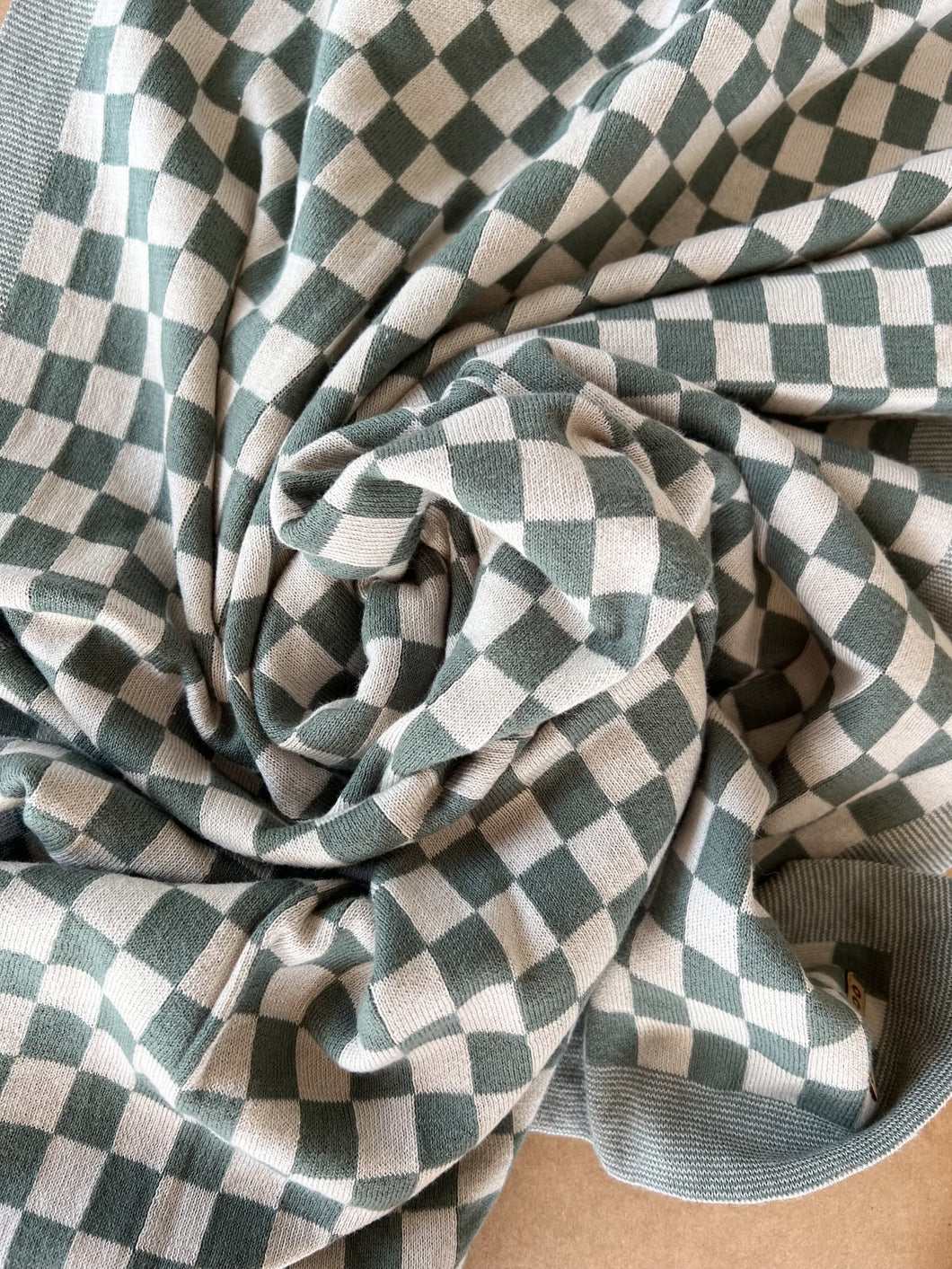 Cotton Baby Blanket:  Green Check