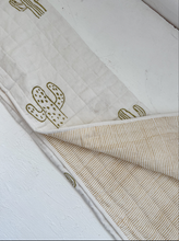 Load image into Gallery viewer, Seconds Kantha Cot Quilt ~  Olive + Sandalwood Cactus
