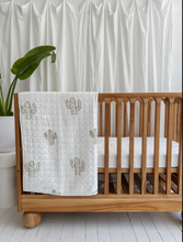 Load image into Gallery viewer, Seconds Kantha Cot Quilt ~  Olive + Sandalwood Cactus
