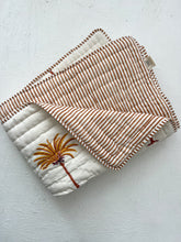 Load image into Gallery viewer, Cot Quilt ~ Cotton Filled ~ Palm/Brown Reverse Stripe
