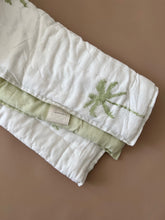 Load image into Gallery viewer, Seconds Cot Quilt ~ Cotton Filled ~ Sage Palm
