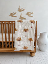 Load image into Gallery viewer, Cot Quilt ~ Cotton Filled ~ Palm/Brown Reverse Stripe
