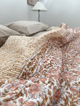 Load image into Gallery viewer, King|Queen Kantha Quilt:  Apricot Blush
