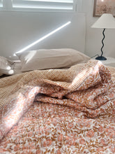 Load image into Gallery viewer, King|Queen Kantha Quilt:  Apricot Blush
