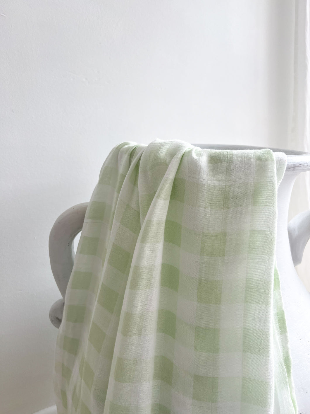 Seakaboo Organic Bamboo Cotton Baby Swaddle|Wrap: Green Gingham