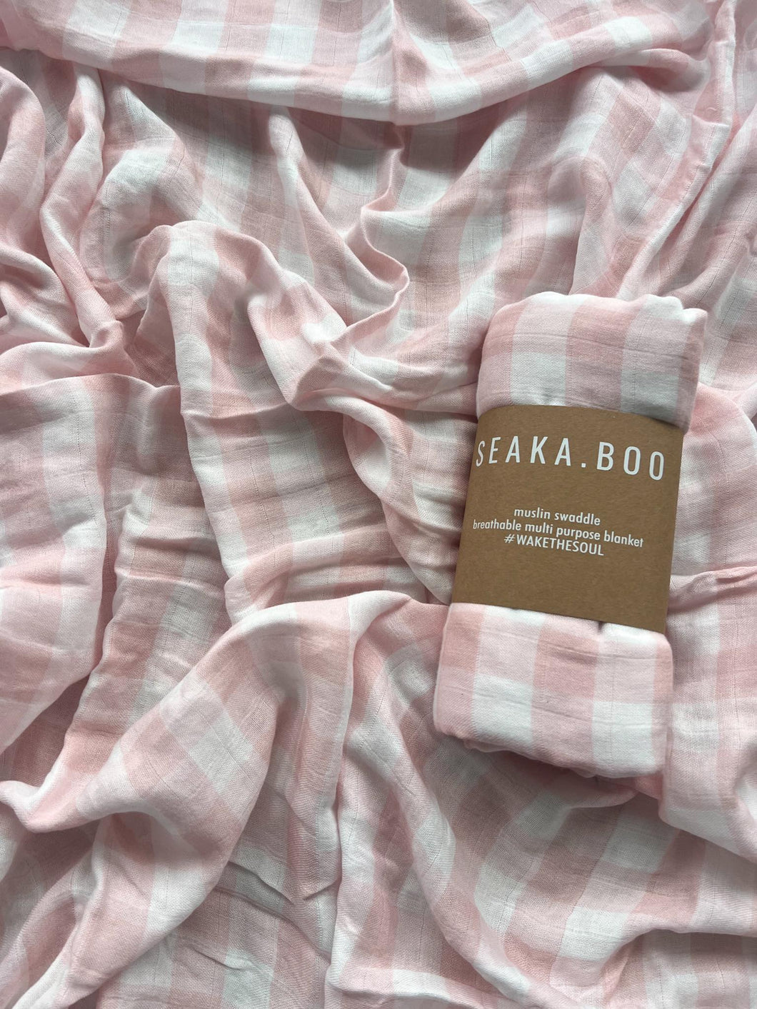 Seakaboo Organic Bamboo Cotton Baby Swaddle|Wrap: Pink Gingham