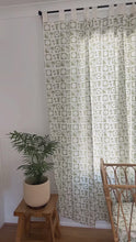 Load and play video in Gallery viewer, Block Printed Cotton Tab Curtain: Green Zailee
