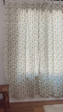 Load and play video in Gallery viewer, Block Printed Cotton Tab Curtain: Green Zailee
