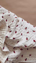 Load and play video in Gallery viewer, Baby Quilt|Play Mat: Light Kantha Style Strawberry
