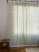 Load image into Gallery viewer, Block Printed Cotton Tab Curtain: Green Zailee
