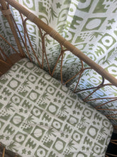 Load image into Gallery viewer, Block Printed Cotton Tab Curtain: Green Zailee
