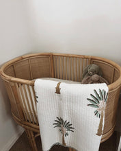 Load image into Gallery viewer, Baby Quilt|Play Mat: Light Kantha Style Green Palm Tree:
