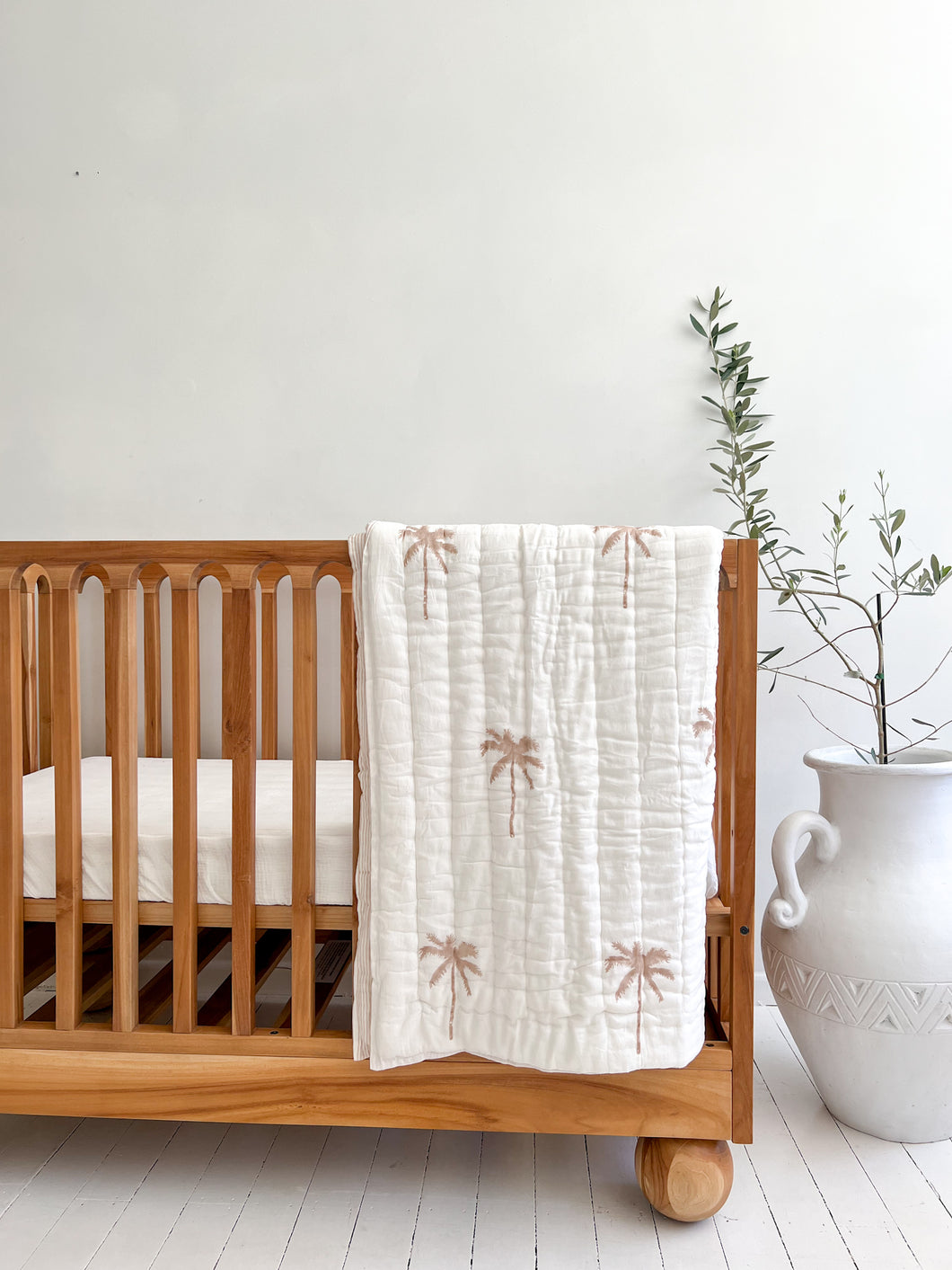 Cot Quilt ~ Cotton Filled ~ Nude Palm