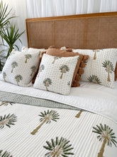 Load image into Gallery viewer, Queen / King Quilt ~ Kantha ~ Green Palm Springs
