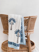 Load image into Gallery viewer, Blue Palm ~Cot Quilt  ~ Cotton Filled ~ Blue Palm Springs

