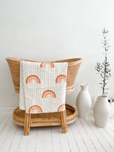 Load image into Gallery viewer, Kantha Cot Quilt ~  Hand Stitched ~ Nude Peachy Rainbow
