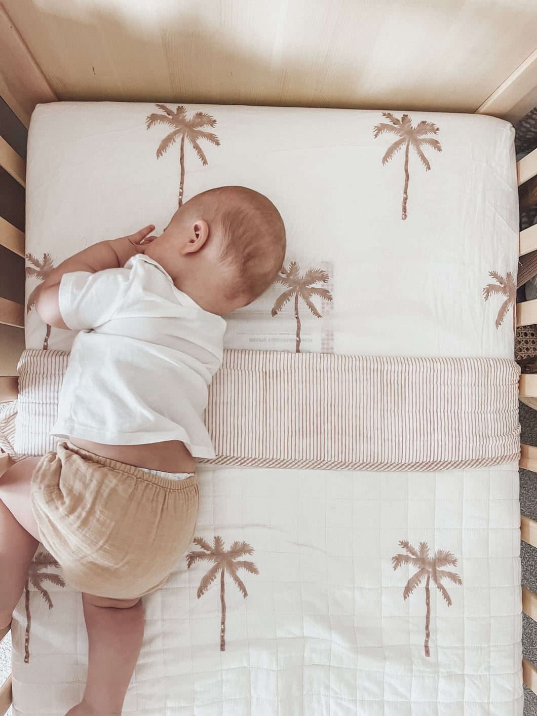 Baby Cot Sheet: Nude Palm Tree