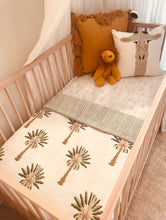 Load image into Gallery viewer, Baby Quilt|Play Mat: Light Kantha Style Green Palm Tree:
