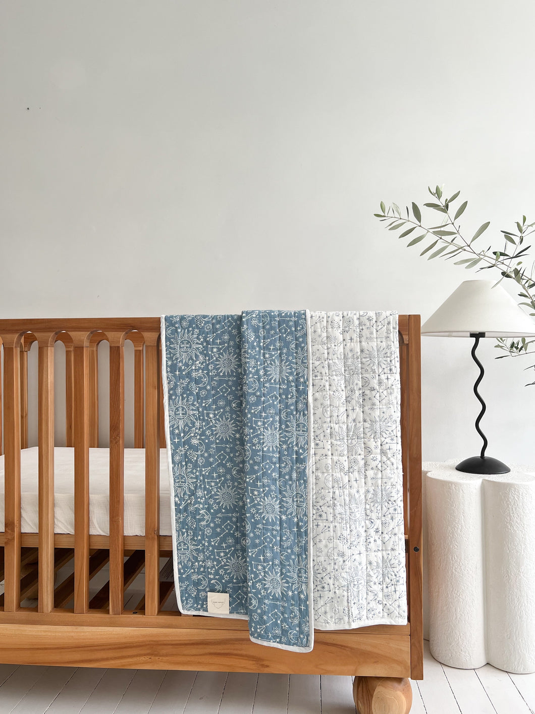 Kantha Cot Quilt ~  The Skies are Blue