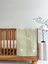 Load image into Gallery viewer, Kantha Cot Quilt ~ Sage Palm
