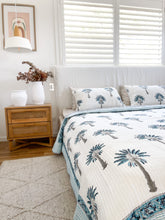 Load image into Gallery viewer, Queen/King Quilt ~ Kantha ~ Blue Palm Springs
