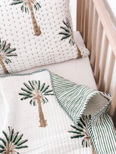 Load image into Gallery viewer, Baby Quilt|Play Mat: Light Kantha Style Green Palm Tree:
